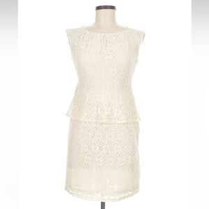Spense Petite Lace Peplum Dress in Cream, Size 6P